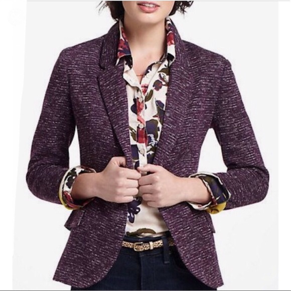Anthropologie Jackets & Blazers - Anthropologie Cartonnier Purple Dashes Blazer Coat